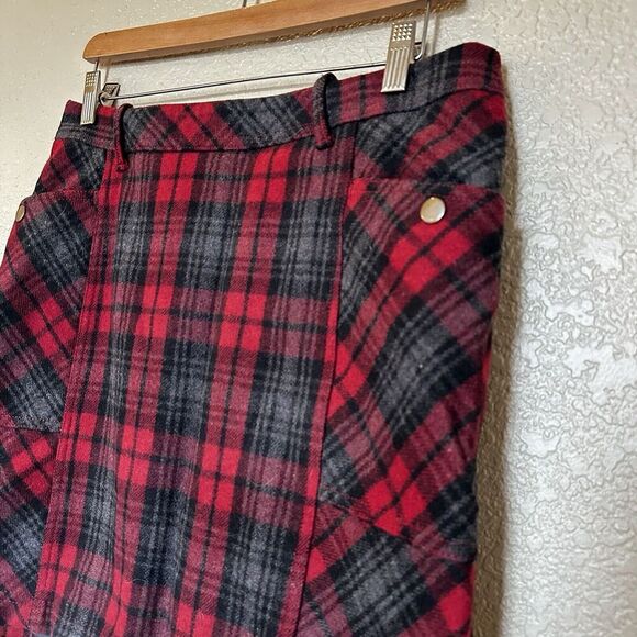 Eddie Bauer Wool Blend Plaid Skirt Womens Size 6 Zip Up Back Preppy Holiday Wear - Picture 2 of 6